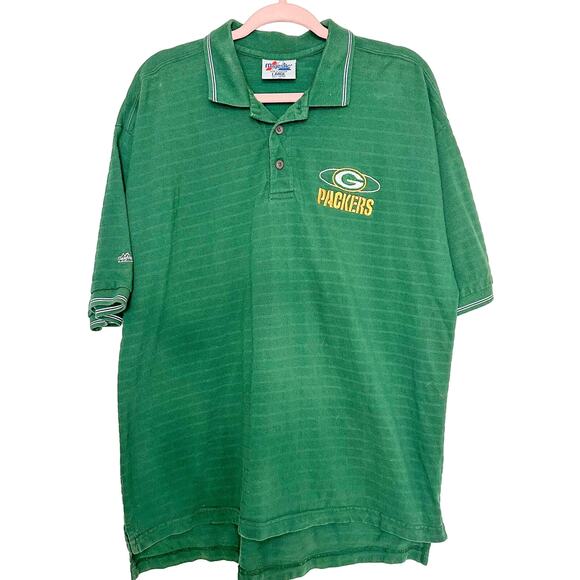 NFL 1990's Green Bay Packers Men's Polo Embroidered Logo Green Cotton - Picture 1 of 4